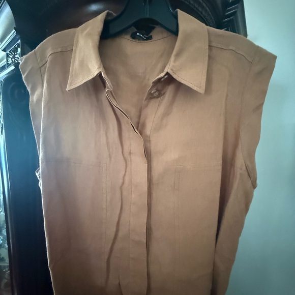 RIANI Tan sleeveless collared Maxi Dress - Picture 2 of 6